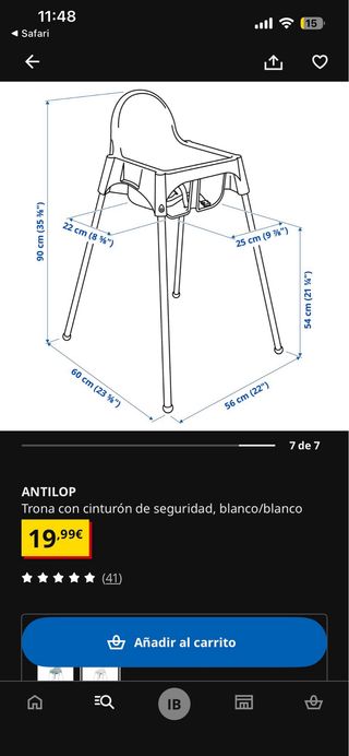 Trona Antilop IKEA blanca