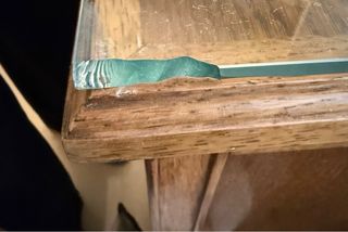 Escritorio antiguo roble americano con cristal