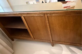 Escritorio antiguo roble americano con cristal