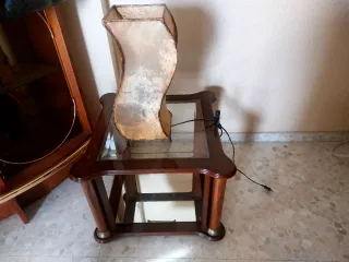 Barra de bar y mesa auxiliar madera