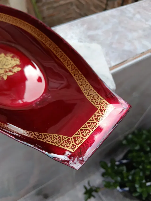 Cuenco esmaltado dorado años 60