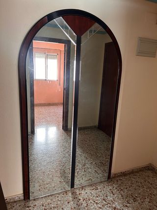 Mueble recibidor madera y cristal