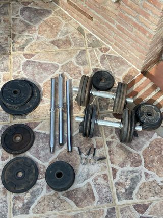 Mancuernas y discos de pesas