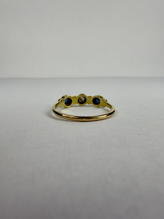 Anillo Oro 18k Diamantes y Zafiro Azul