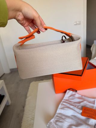 Borsa Hermes Beige Arancione con sacchetto antipolvere e scatola