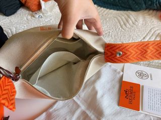Borsa Hermes Beige Arancione con sacchetto antipolvere e scatola