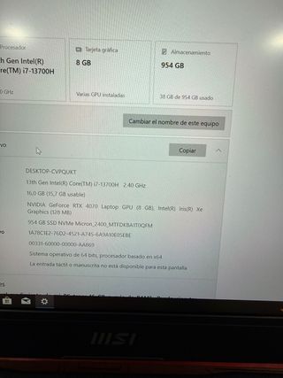 Portátil Gaming MSI Katana 15 i7 13700H