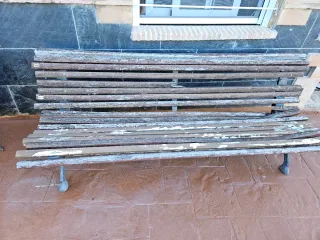 Conjunto 3 bancos madera exterior.