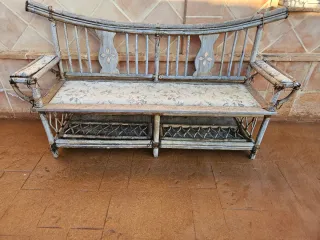 Conjunto 3 bancos madera exterior.