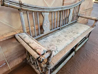 Conjunto 3 bancos madera exterior.