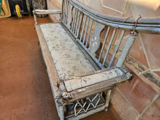 Conjunto 3 bancos madera exterior.