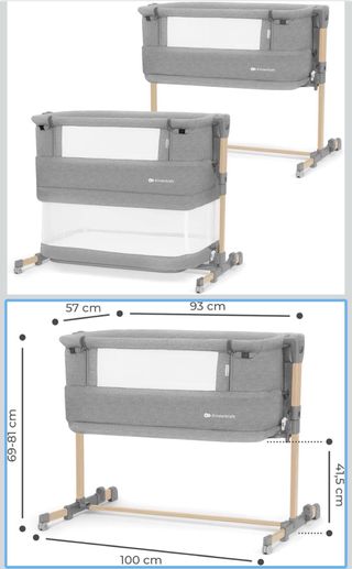 Cuna colecho Kinderkraft gris