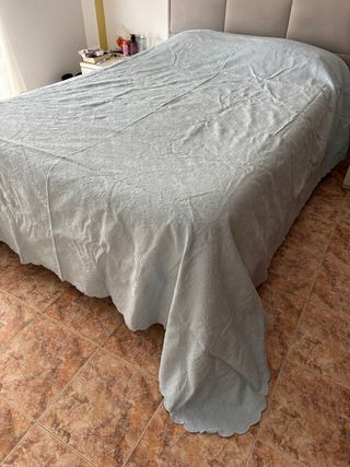 Colcha de Casal em Algodão Azul claro 257x258