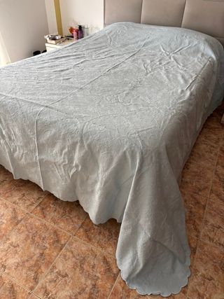 Colcha de Casal em Algodão Azul claro 257x258