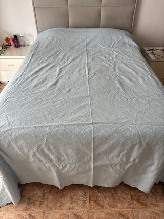 Colcha de Casal em Algodão Azul claro 257x258