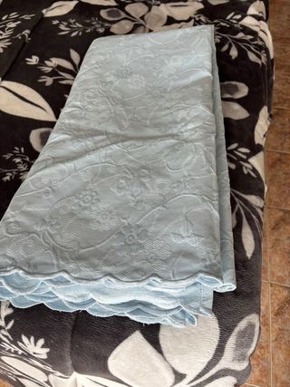 Colcha de Casal em Algodão Azul claro 257x258