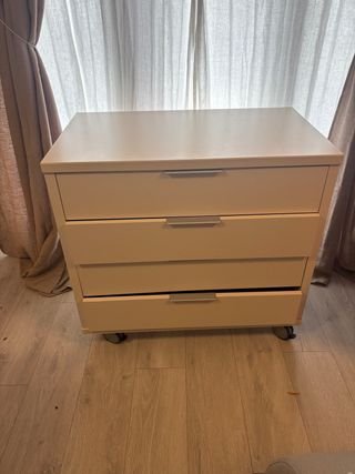 Cajonera de madera con ruedas 4 cajones