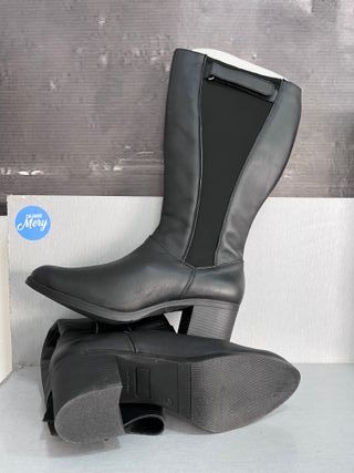 Botas Piel Elásticos Caña Ancha Talla 40 Nuevas