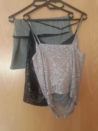 2 Top lentejuelas y falda