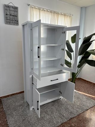 NUEVA !! vitrina blanca con cristal