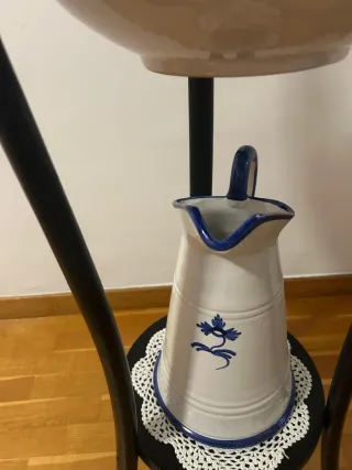 Mueble lavabo antiguo madera y cristal