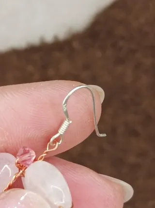 Pendientes Cuarzo Rosa y Plata 925