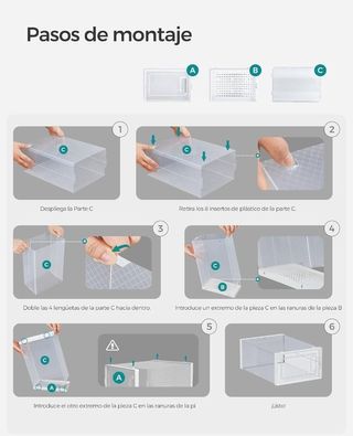 SONGMICS Cajas de Zapatos Plástico, Juego de 12 Organizadores de Almacenamiento, Caja Zapatero