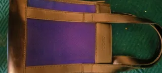 Borsa Gucci Vintage Pelle e Tessuto Blu Nero