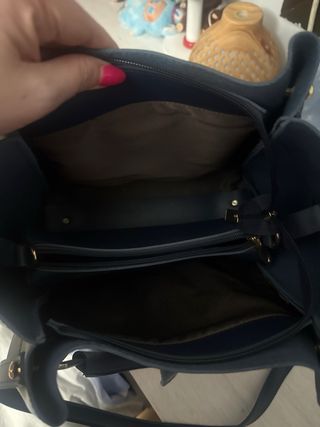 Conjunto bolsos azul y dorado tachuelas