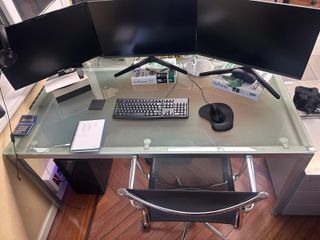 Scrivano in vetro e acciaio con 8 tavoli