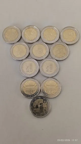 Lote de 12 monedas 2 € conmemorativas NUEVAS ROLLO