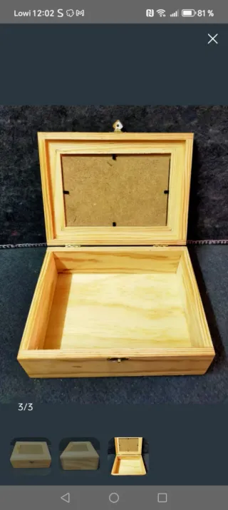 Caja de madera de pino natural con tapa