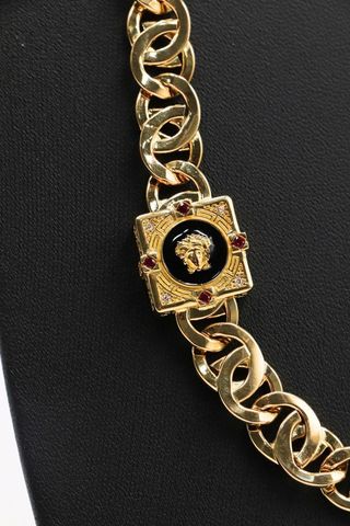 CADENA CARTIER MEDUSA ONIX Y CIRCONITAS . Oro 18k.