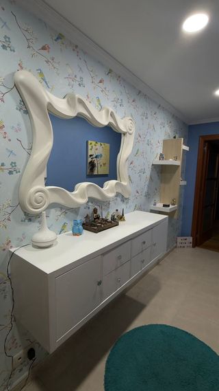 Espejo Diseño Ondas Blanco