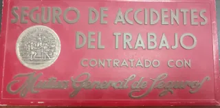 Cartel antiguo Mutua General de Seguros 32x16cm