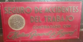 Cartel antiguo Mutua General de Seguros 32x16cm