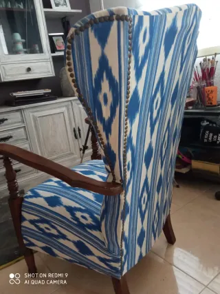 Butaca restaurada tela y madera