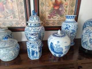 Tibores chinos azules y blancos