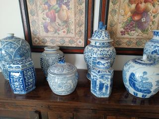 Tibores chinos azules y blancos