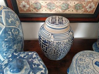 Tibores chinos azules y blancos