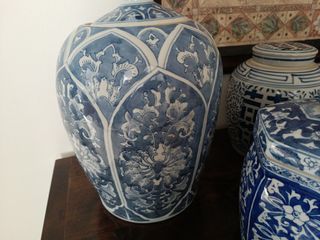 Tibores chinos azules y blancos