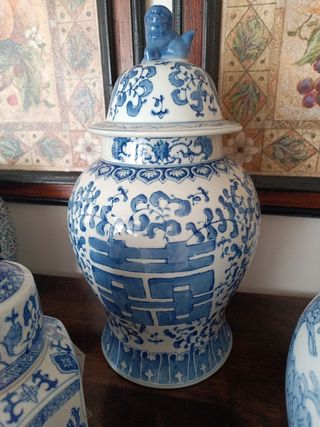Tibores chinos azules y blancos