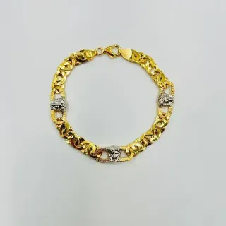 PULSERA TIPO CARTIER MEDUSA GRECA BICOLOR.Oro18K.