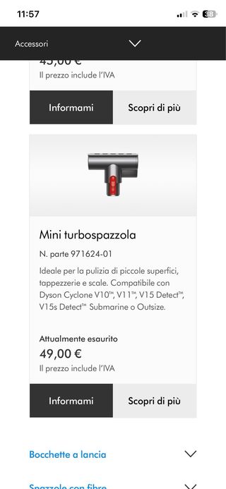 SPAZZOLA “ORIGINALE “ DYSON V10/V11/V15