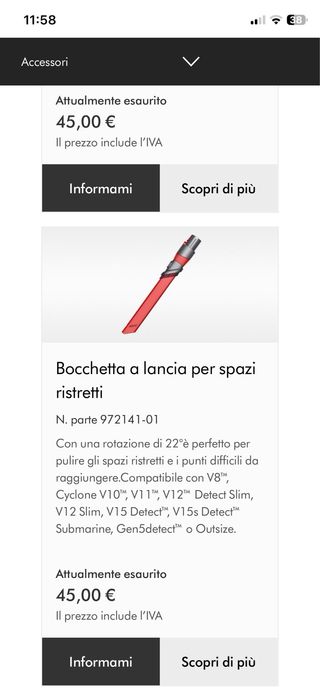 SPAZZOLA “ORIGINALE “ DYSON V10/V11/V15