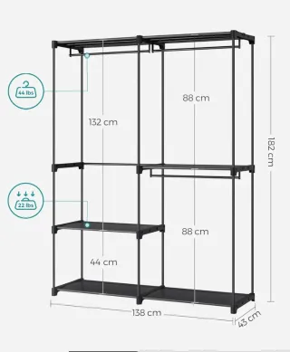 Guardaroba SONGMICS in metallo beige nero