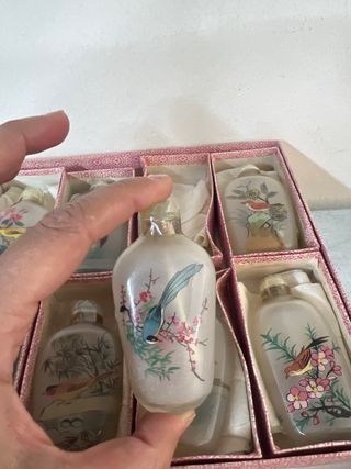 Set 8 Bottiglie Profumo snuff bottle Uccelli cina