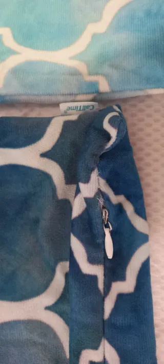 Fondello cuscino velluto turchese e bianco 50x50