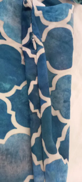 Fondello cuscino velluto turchese e bianco 50x50