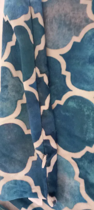 Fondello cuscino velluto turchese e bianco 50x50